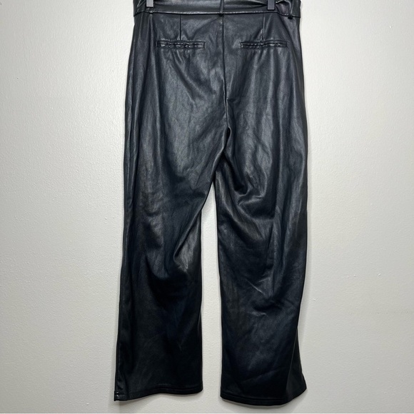Avec Les Filles Women Pants Large Black Faux Leather Kick Flare Crop Date‎ Night - Picture 10 of 15